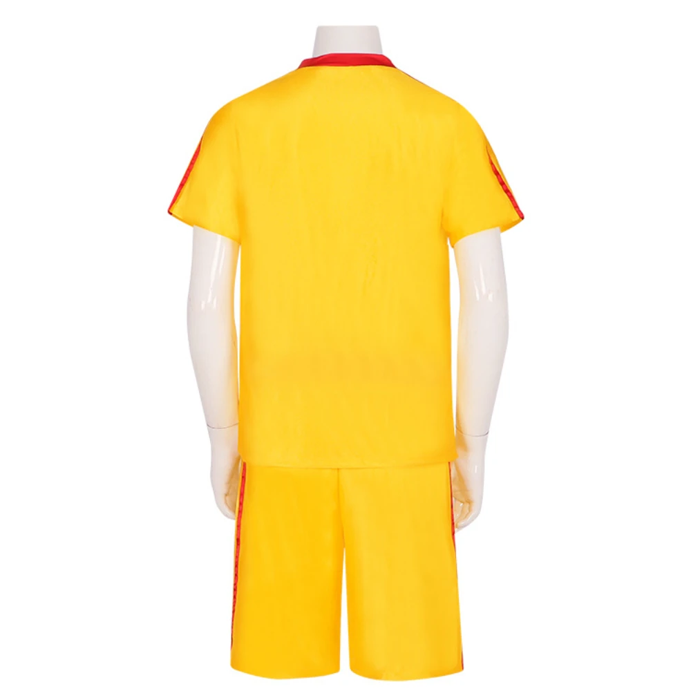 Das Cosplay-Kostüm des erwachsenen gelben Jerseys des verrückten Völker balls Joe\'s setzte ein echtes Unterhunde-Dodgeball-Halloween-Karnevals-Outfit