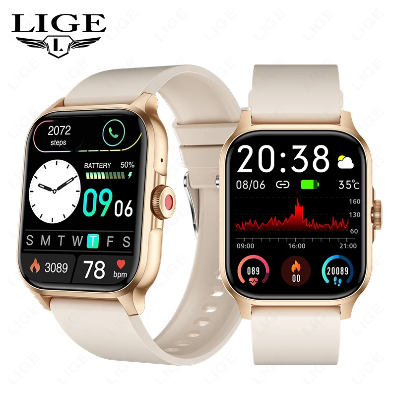 

LIGE Smart Watch Men Bluetooth Call Voice Assistant Heart Rate Blood Oxygen Monitoring Waterproof Man Women Gift Smartwatch New