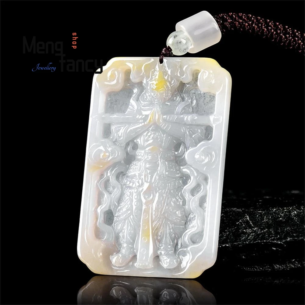 

Natural Burmese A-grade Jadeite Weituo Bodhisattva Guardian Jade Pendant High-grade Exquisite Luxury Fashion Fine Jewelry Mascot