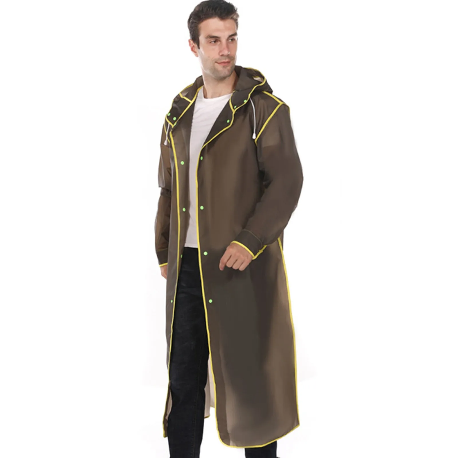 Imperméable long imperméable pour adultes, manteau de pluie à capuche pour femmes et hommes, randonnée en plein air, voyage, pêche, escalade, épaissi, mode