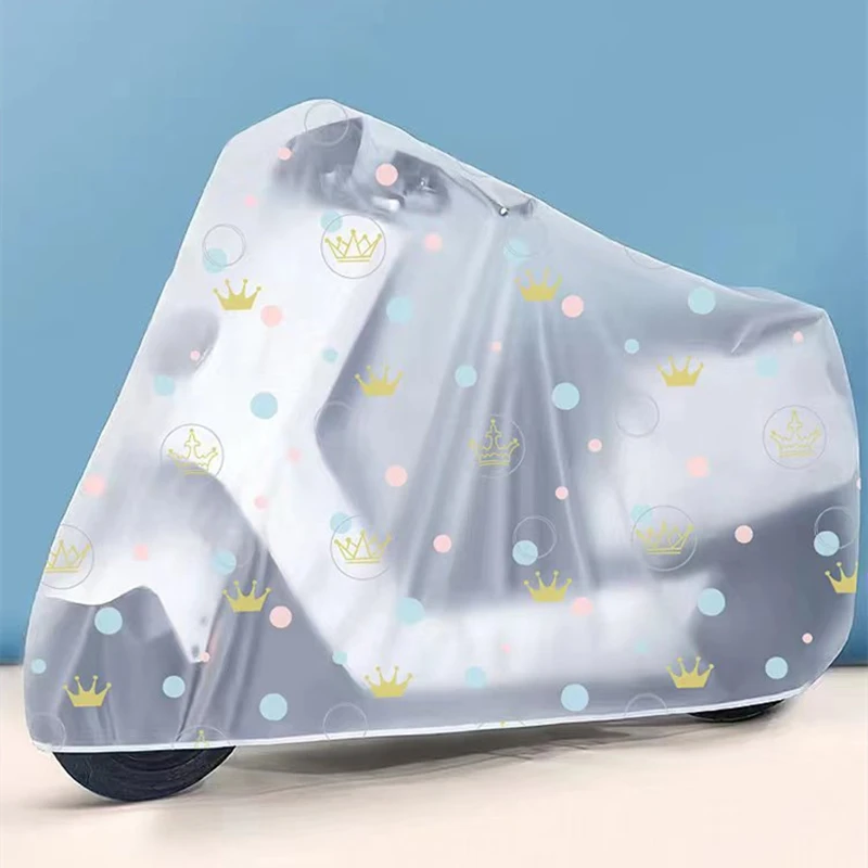 PEVA Transparent Frosted Electric Car Rain Cover Dustproof Battery Car Cover Cartoon Flower Bicycle Cover