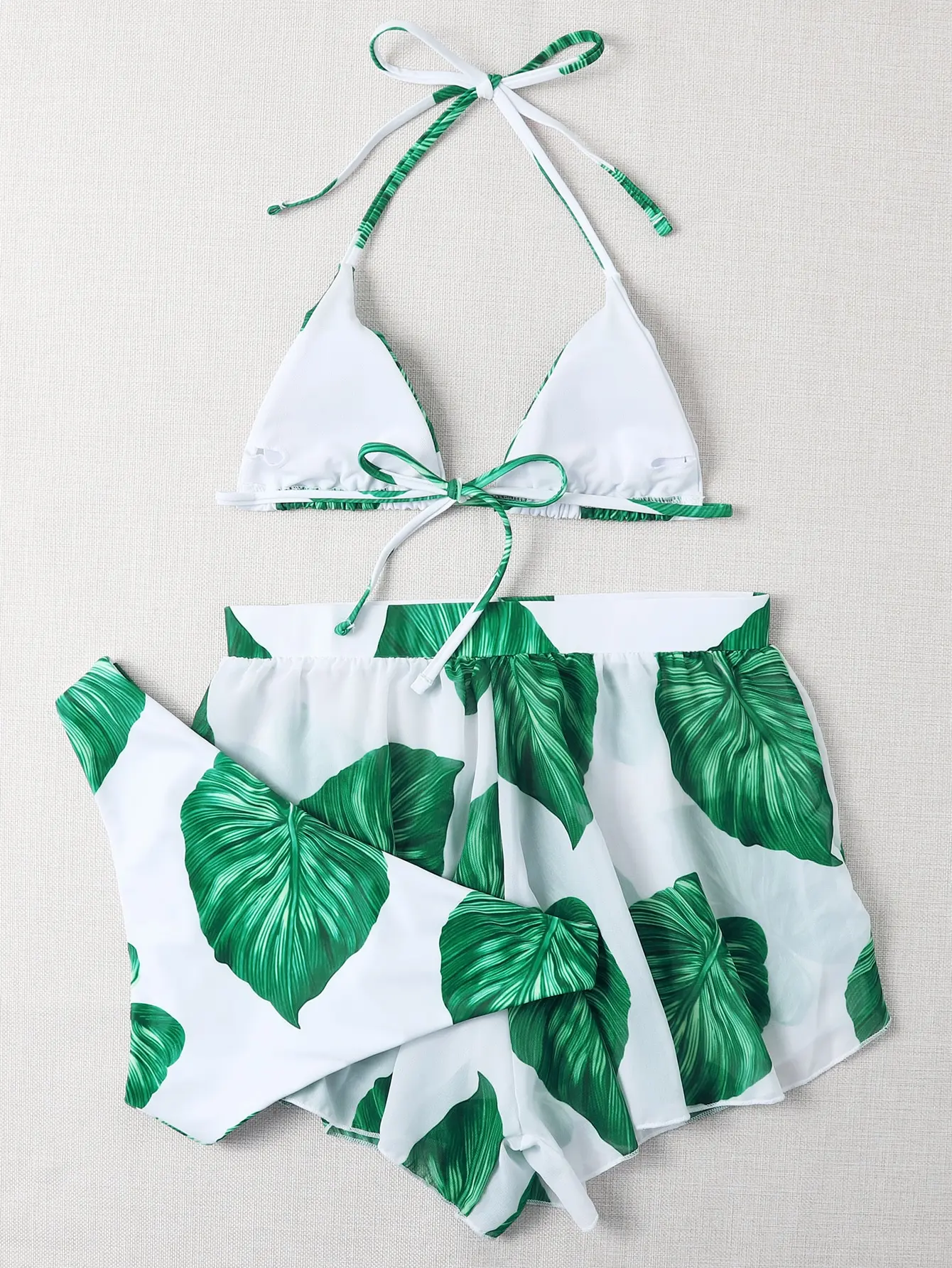 Bikini Tropical de 3 piezas para mujer, traje de baño de dos piezas con diseño triangular, estilo veraniego, 2024