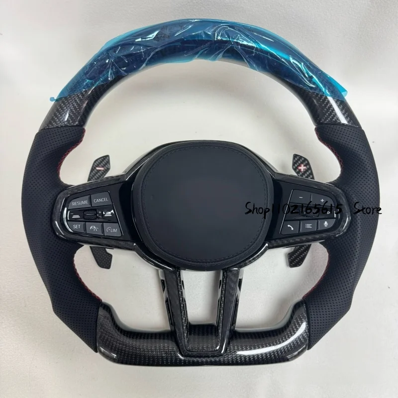 Modified Leather Carbon Fiber Racing Style LED Steering Wheel Upgrade For Toyota Corolla LC300 Hilux Fortuner Land Cruiser GR view 2