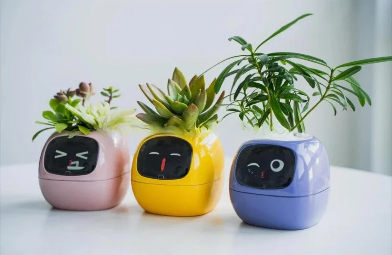 Intelligent Potted Ivy Desktop Green Plant Intelligent Cute Pet interaction Flower Pot Cartoon Expression Plant Emotions English