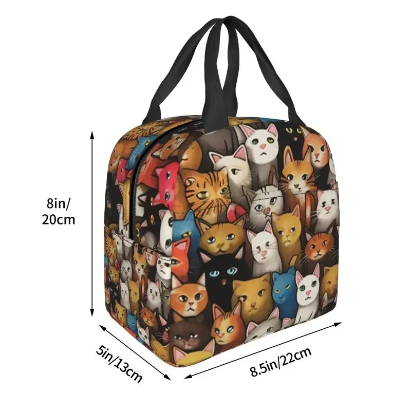 Cartoon Kitten Cat Lunch Box per le donne borsa termica impermeabile per il pranzo isolata per alimenti borsa da Picnic portatile per la scuola dei