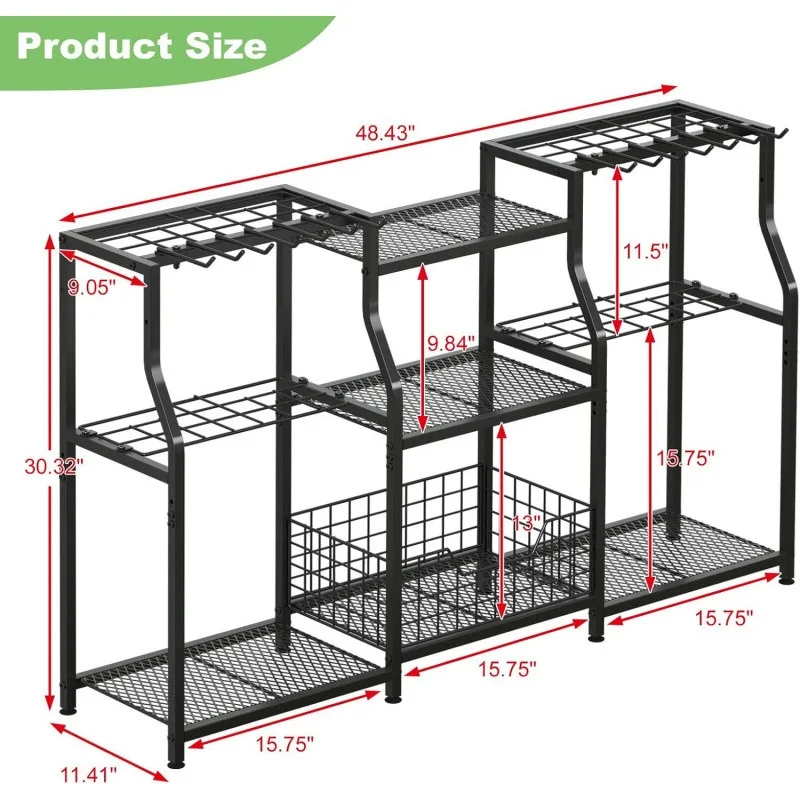 Gardening tool storage rack, garden tool tower, garage finishing storage, three-layer practical gardening tool rack