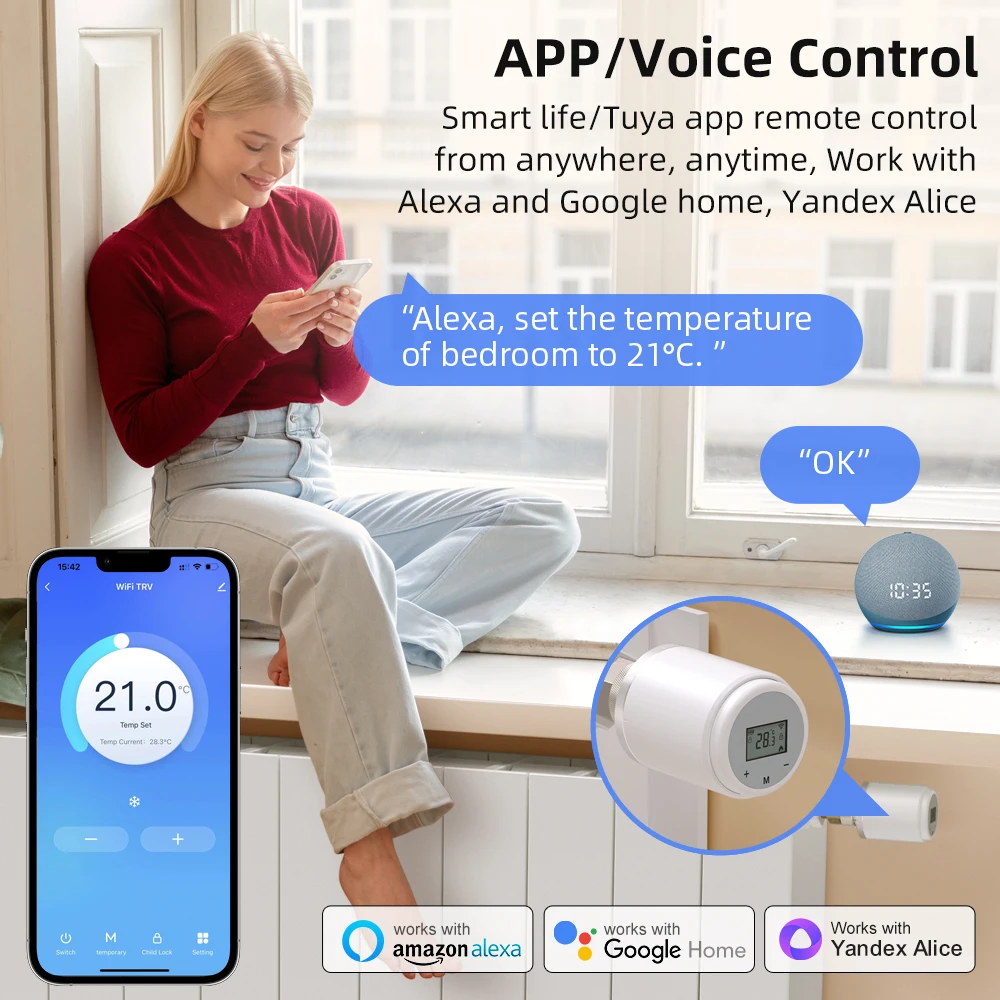 MIUCDA-termostato inteligente programable para el hogar, válvula de radiador TRV con WiFi, controlador de temperatura para Alexa y Google Home, Tuya