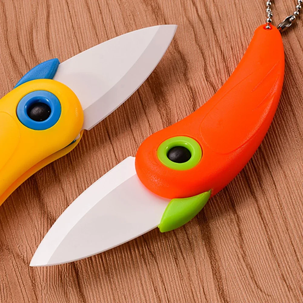 1PC Tragbare Keramik Messer Kreative Mini Nette Vogel Multifunktionale Faltbare Obst Messer Küche Werkzeug Kitchen Items