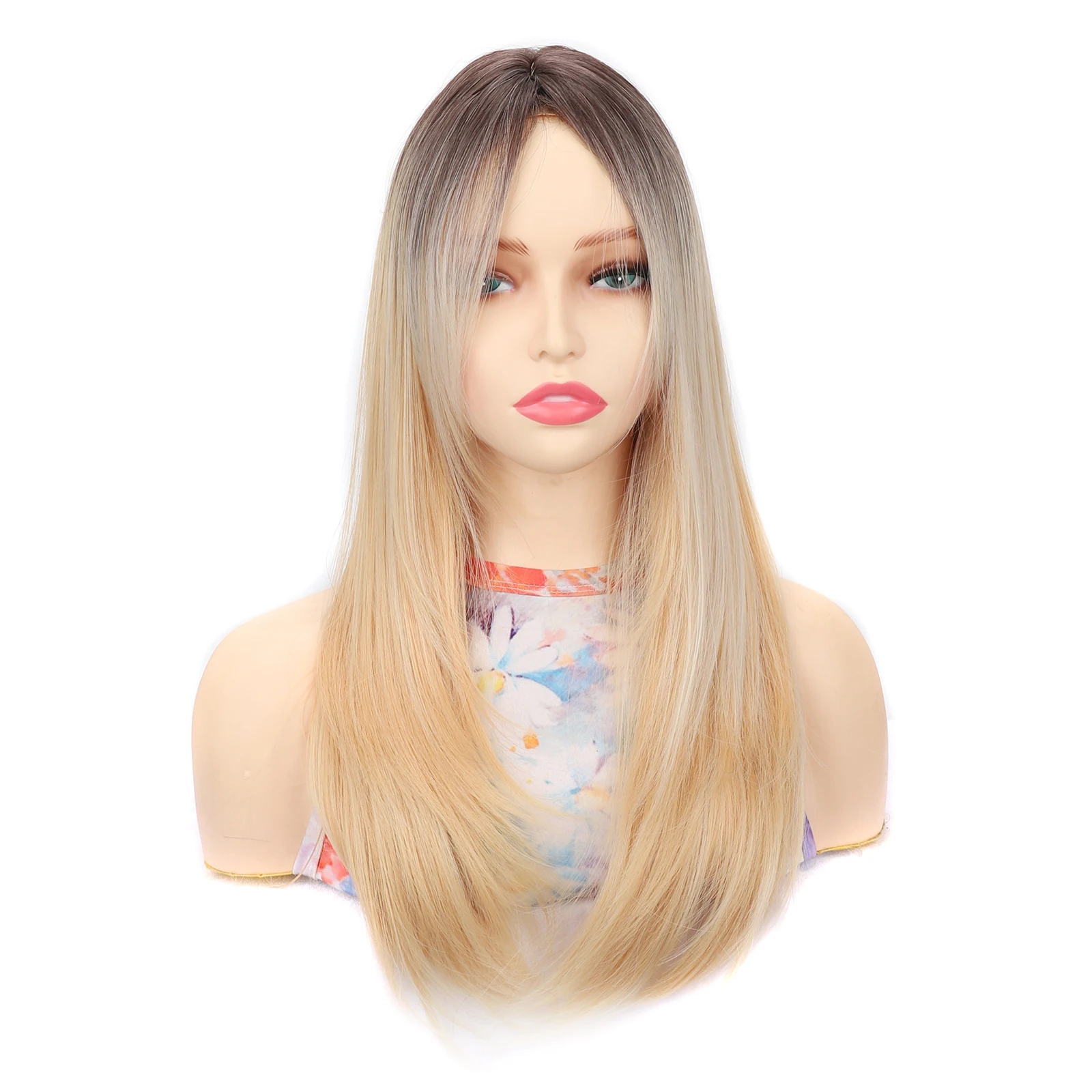 

Jeedou Straight Hair Wigs Brown Blonde Ombre Long Wig Thick Natural Looking Synthetic Wigs for Women Daily & Party Use
