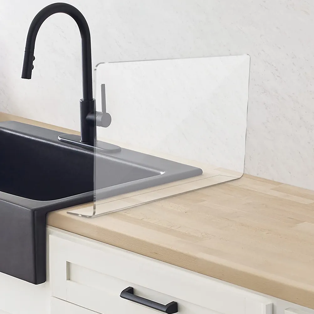 Kitchen Sink Splash Guard  Bathtub Shower Water Splash Guards Kitchen Sink Anti-splashing Transparent Acrylic Splashing-proof