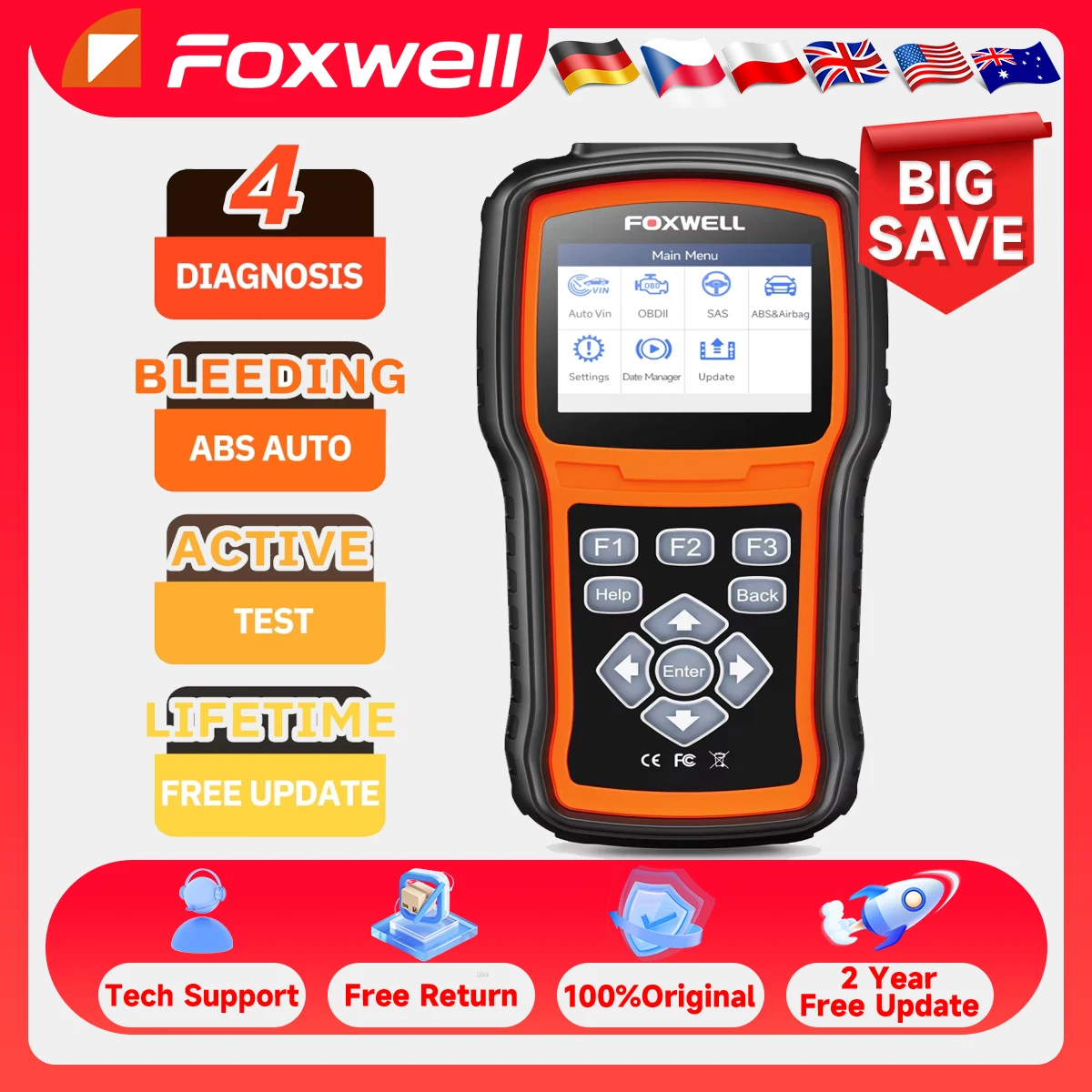 Car OBD2 Scanner Diagnostic Tool Foxwell Nt630 Plus Code Reader ABS Airbag EPB OIL SAS Calibration Engine Auto Analyzer Tool