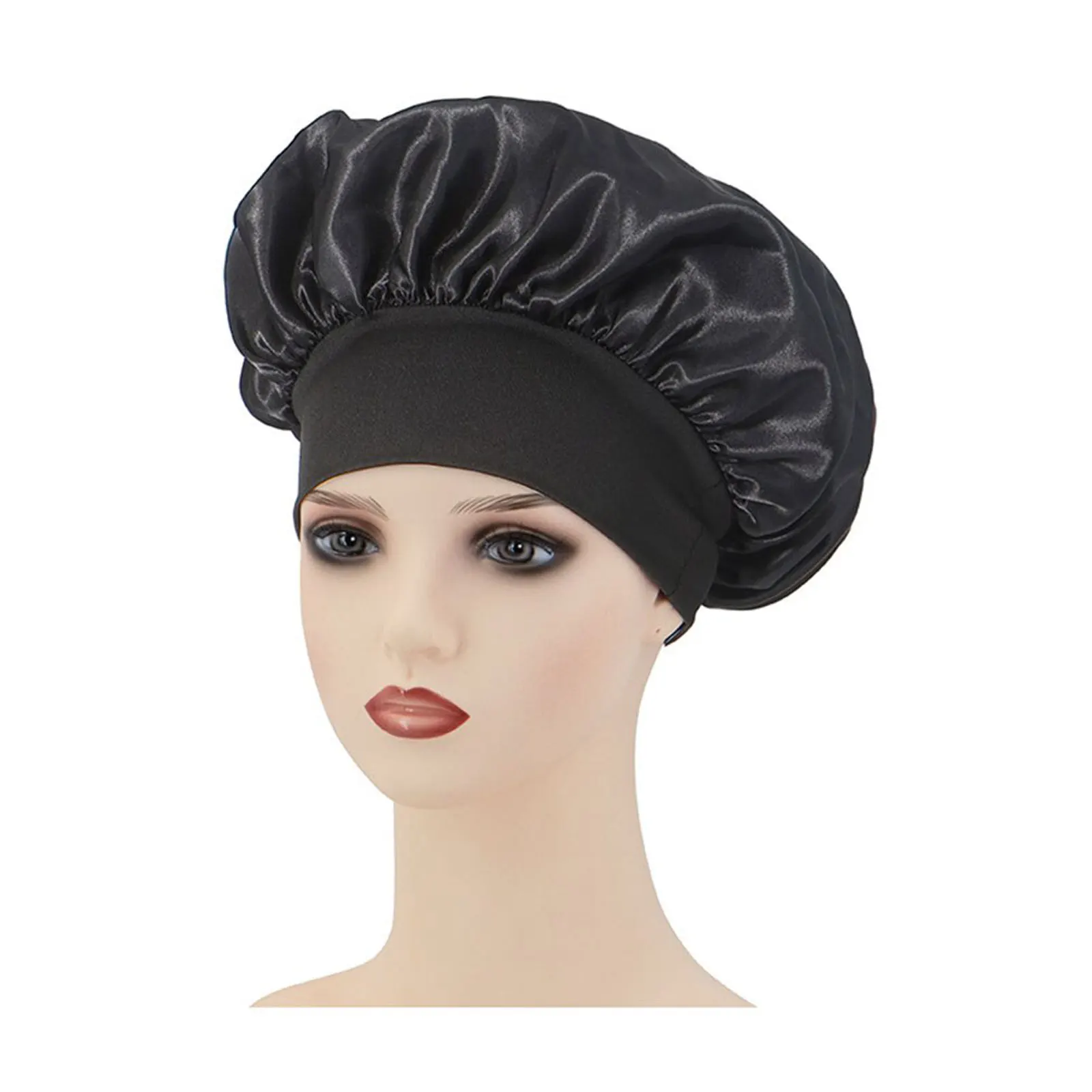 Gorro de noche de satén para mujer, gorro liso para dormir, gorro para el cuidado del sueño, protección para el cabello rizado, Unisex