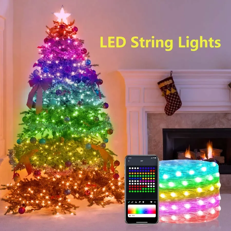 

5/10m LED String Lights WS2812B Bluetooth USB Music Dream Color Lamp 5V LED Christmas Party Garland Fairy String Light For Home