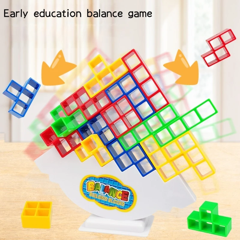 Stacking Game Building Blocks Party Game Stacked High Tetris Block Desktop Balance Block Stacked Puzzle Board Children Game