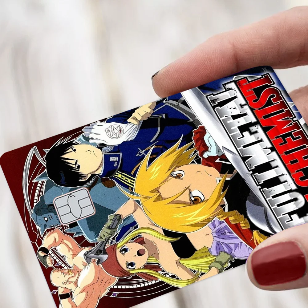 أنيمي F-Fullmetal A-الخيميائي بطاقة الائتمان ملصقات الجلد لا بقايا لاصقة مقاومة للماء لبطاقة الائتمان VISA بطاقة الوصول إلى مترو الأنفاق