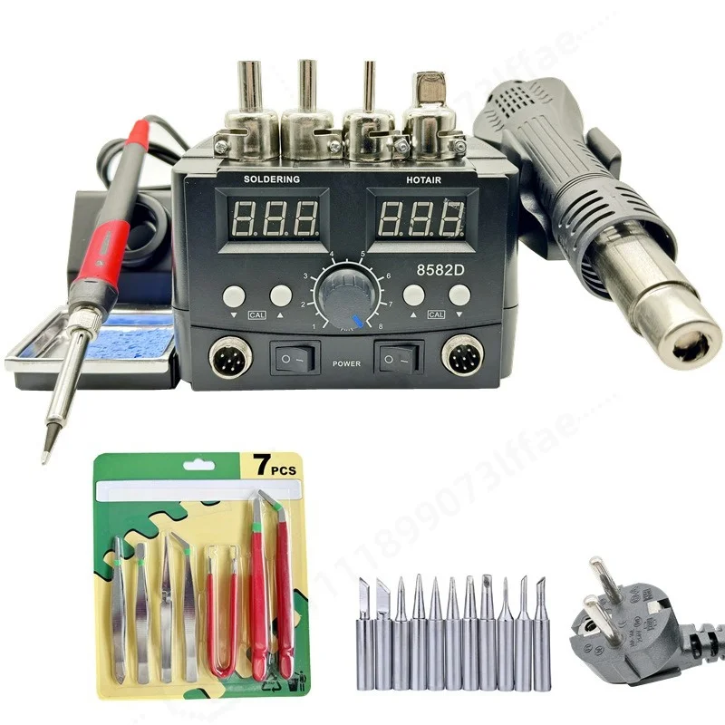 Dual Digital Display Hot Air Gun Soldering Station Rework Station Constant Temperature Welding Desoldering Repair Tool