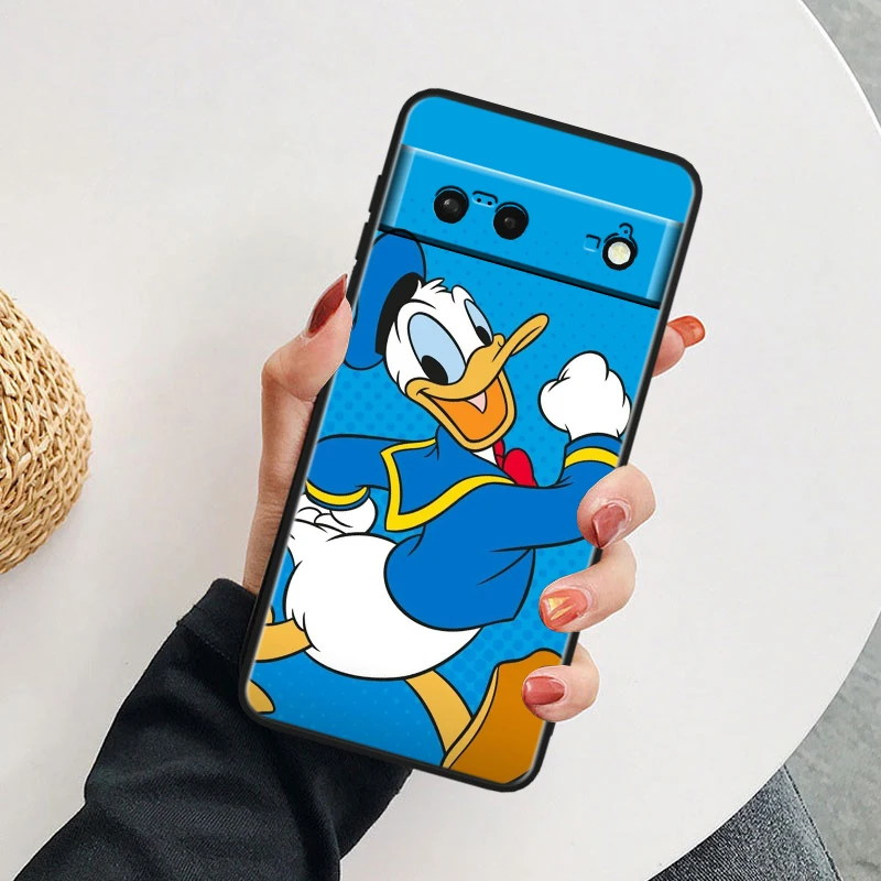 Disney Donald Duck For Google Pixel 9 8A 8 7A 7 6A 6 5A 5XL 5 4A 4XL 4 Pro Black Soft Silicone Phone Case Cover