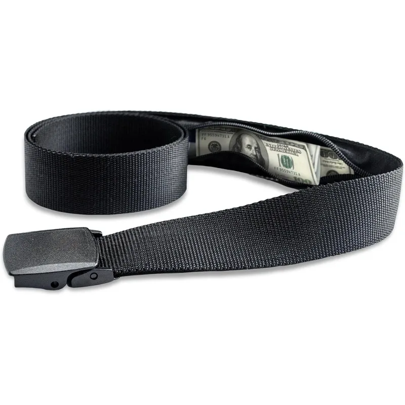 Travel Security Belt with Hidden Pocket Adjustable Cash Strap Slim Waist Wallet for Passport Money Anti-Pickpocket Waist Bag