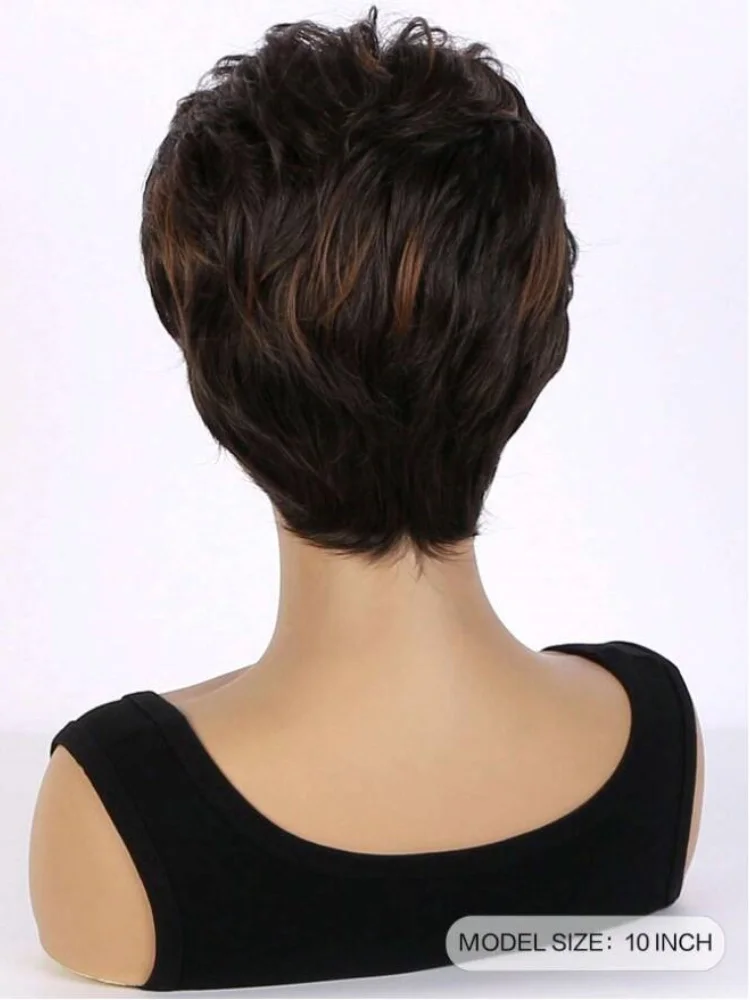 Short Wig for Women, Synthetic Wig, Non-adhesive, Wear-resistant, Heat-Resistant, Natural, Short Layer, Suitable for beginners