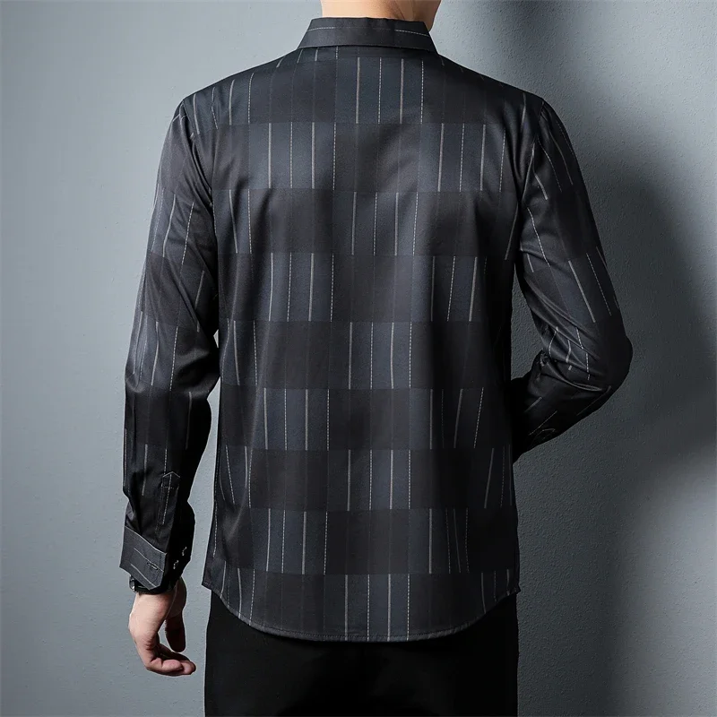 New Men\'s Casual and Fashionable Long Sleeved Shirt with Printed Anti Wrinkle Business Shirt