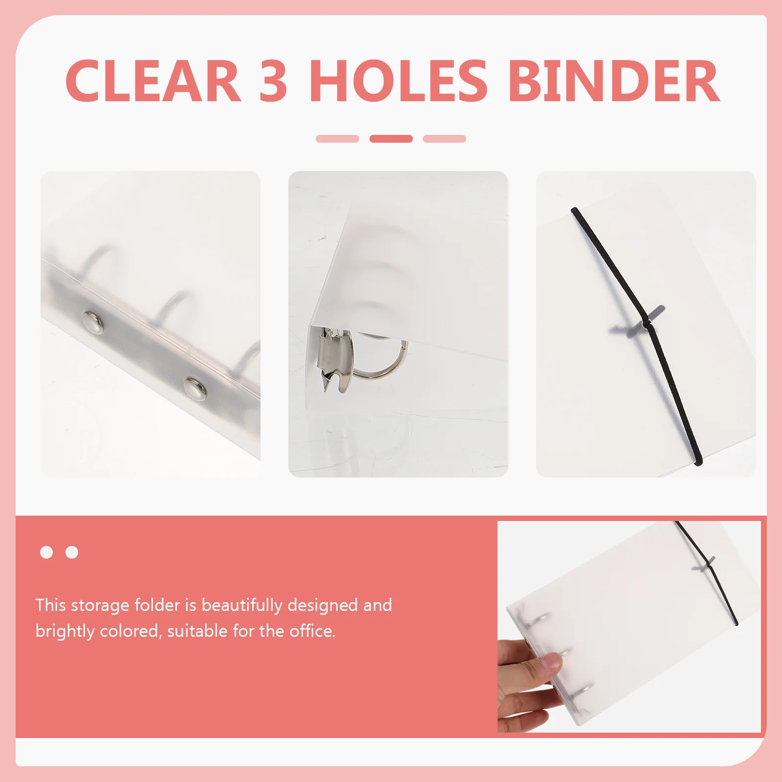 

5pcs Heavy Duty Binder Shell Clear 3 Hole Document Organizer For Office School Use Plastic File Folder Suspension Files