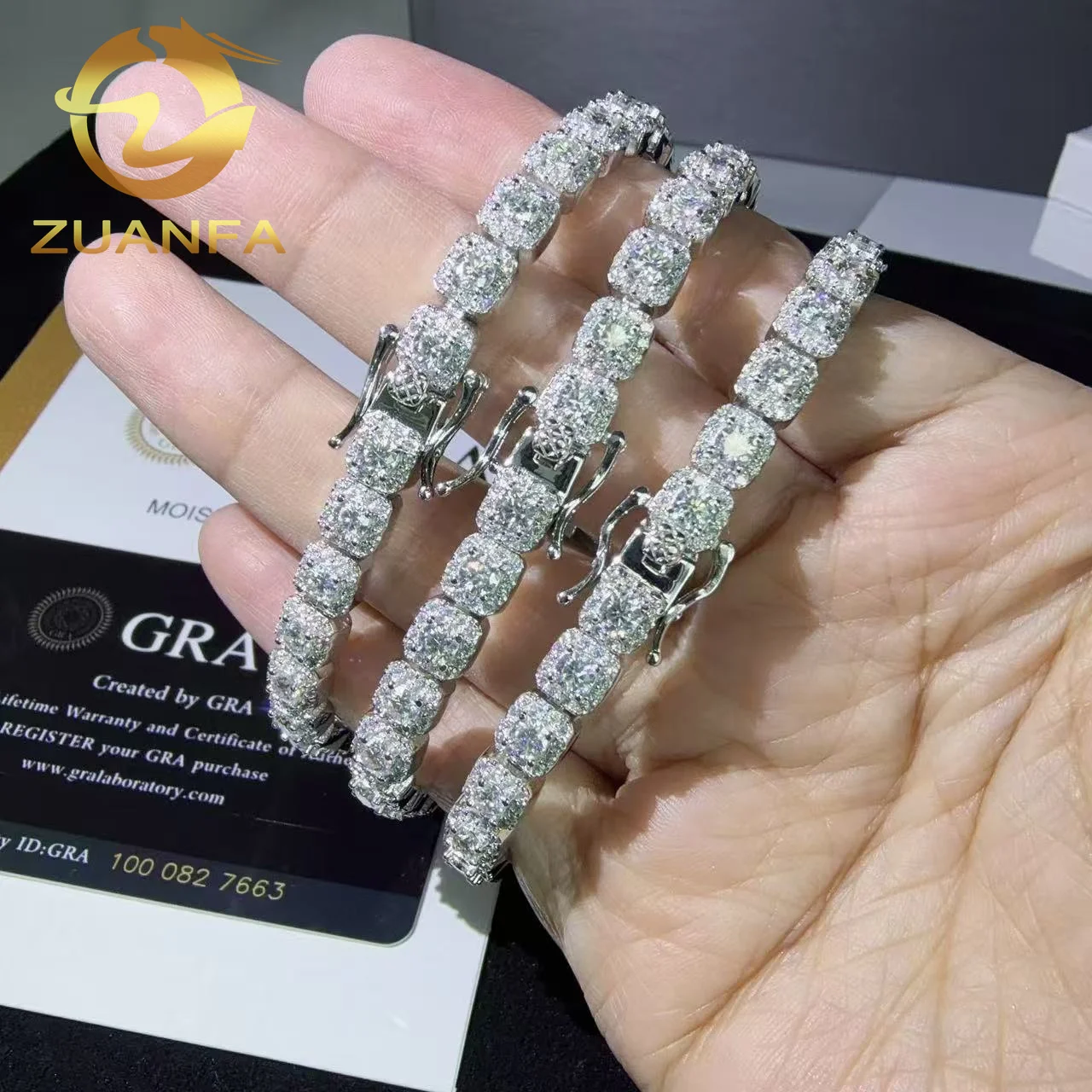 Shipping Ready 6mm Pass Diamond Tester Moissanite Hip Hop Bracelet Fashion Cuban Link Bracelet 925 Silver..