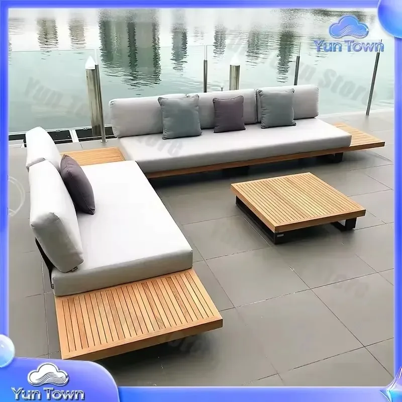 For Garden Furniture Rattan Sofa Set For Outdoor Patio For Hotel For Party For Backyard For Balcony Waterproof Gray Aluminum