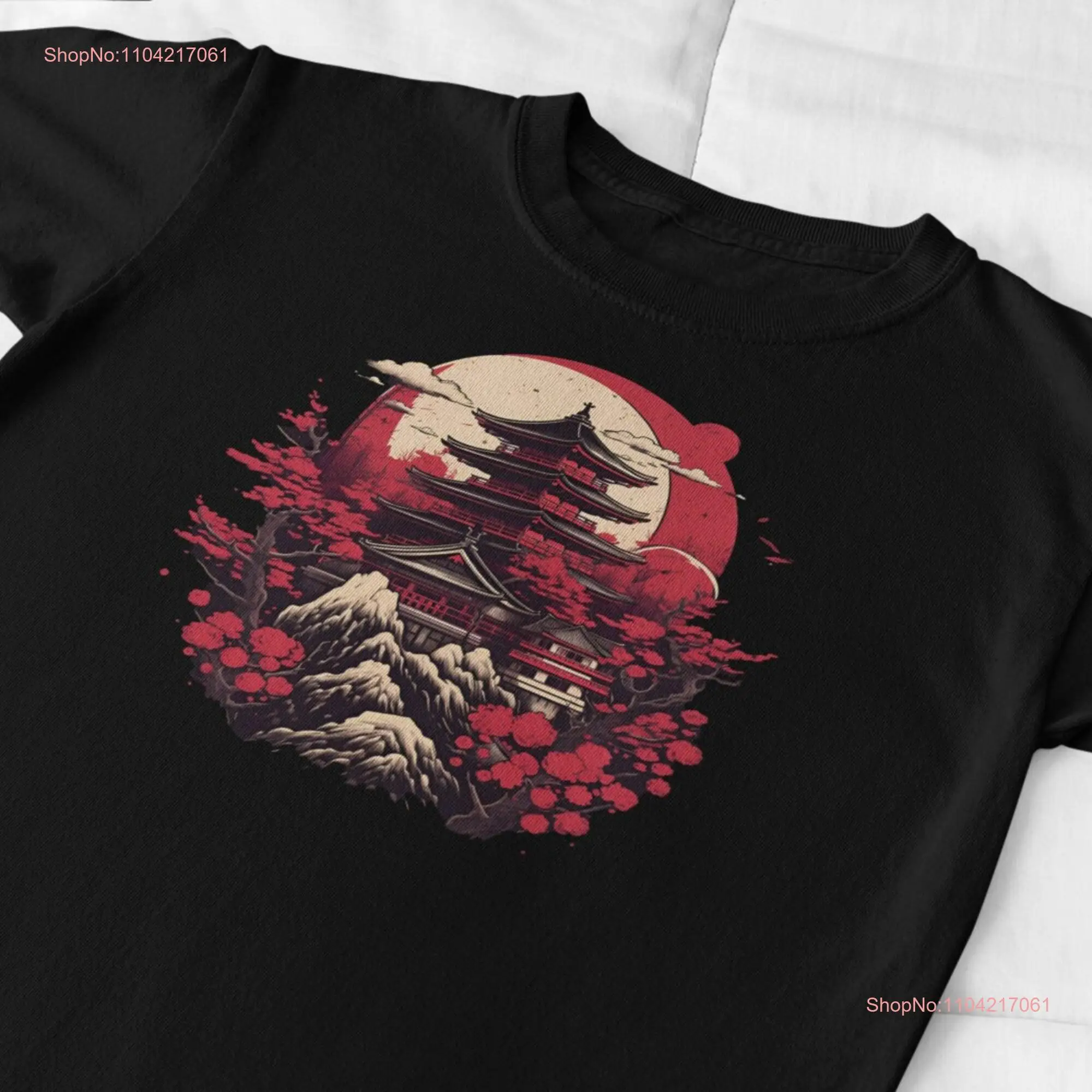 Japanese Temple T Shirt Everyday Wear Style Aesthetic Harajuku Clothing Asian long or short sleeves