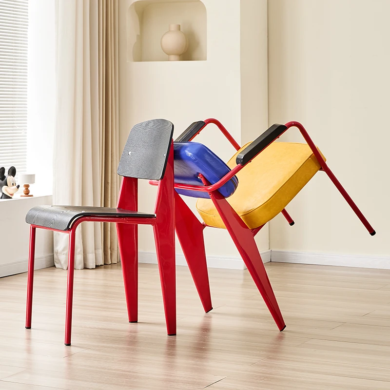 

Dining Chair Red Artist Home Backrest With Armrests casual Chair