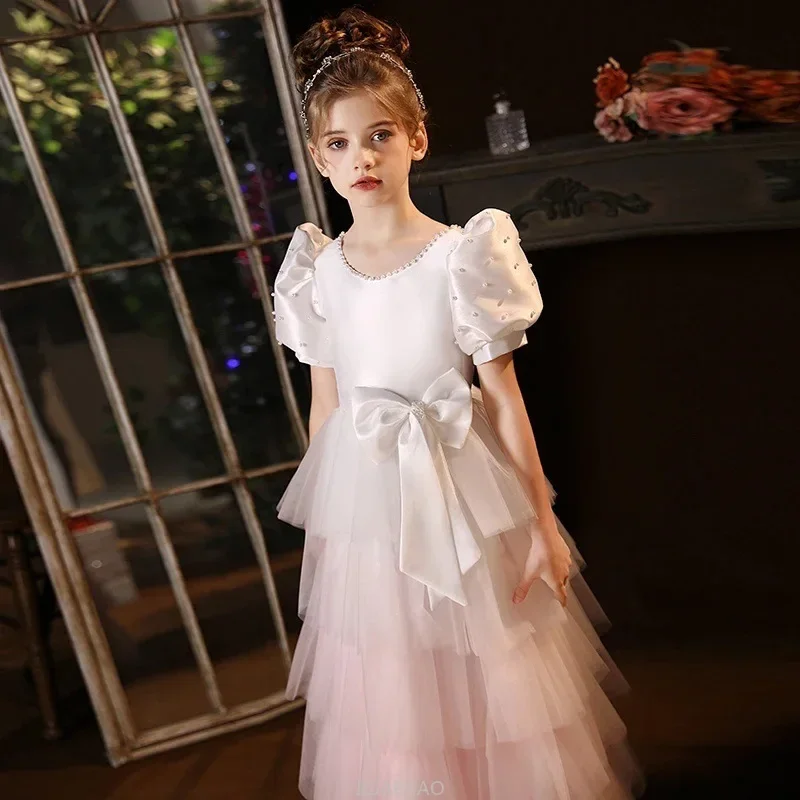 

Long Dress Girls Princess Dresses Costumes Host Cake Tutu Birthday Clothes Wedding Flower Girl Outfits Gown Costume Children