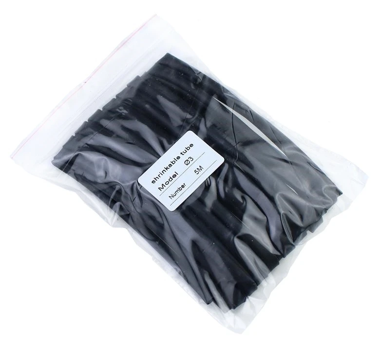 Round Diameter 1mm/1.5mm/2mm/2.5mm/3mm/3.5mm/4mm/5mm/6mm/8mm/10mm/Length 5M Heat Shrink Tubing Shrinkable Tube Black Wire Wrap