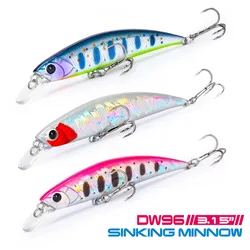 TSURINOYA DW96 80mm 12g Sinking Minnow Fishing Lure Large Trout Pike Rockfish Hard Bait Jerkbait Freshwater Saltwater Wobbler