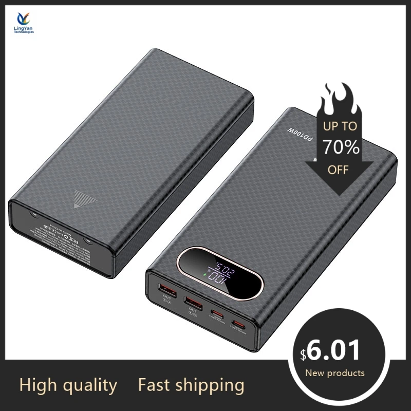 Top PD100W Fast Charging Power Bank DIY Kit 20V 5A 6x 21700 Battery Pack Portable Customizable No Soldering Easy to Assemble