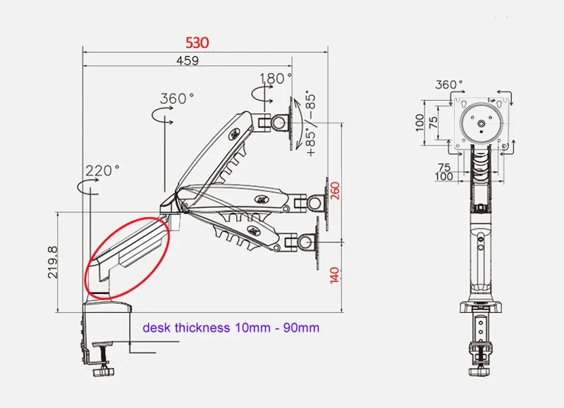 NB NEW F80 2-9kg 17-30\' Desktop LCD Monitor Desktop Holder Arm Gas Spring Full Motion Ergonomica Dual Arm