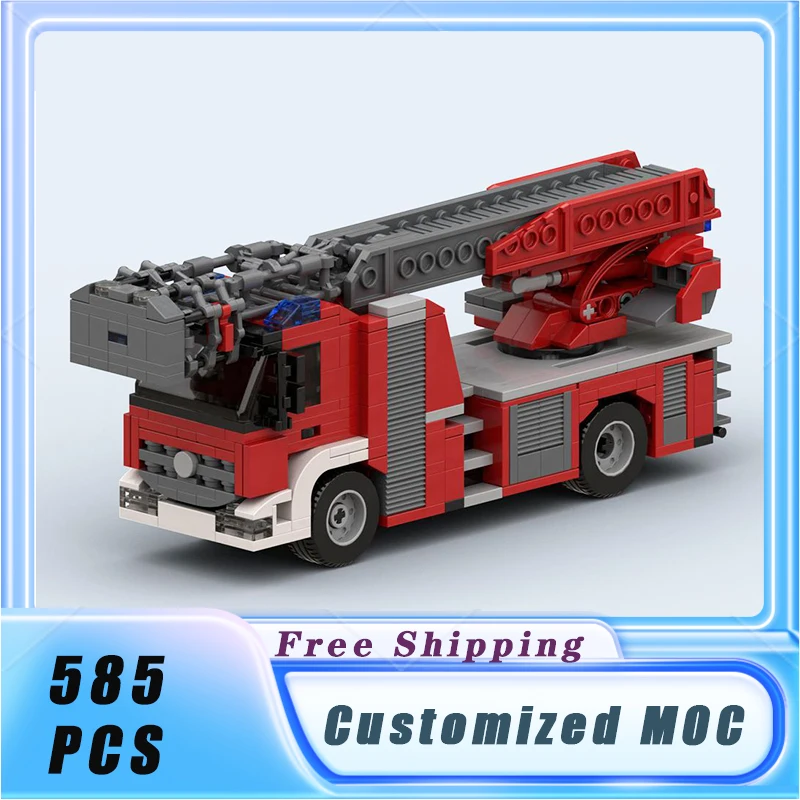 MOC Building Blocks City Vehicle Multifunctional Fire Ladder Truck Model Bricks Sets Assemble Display Children's Toys Gifts