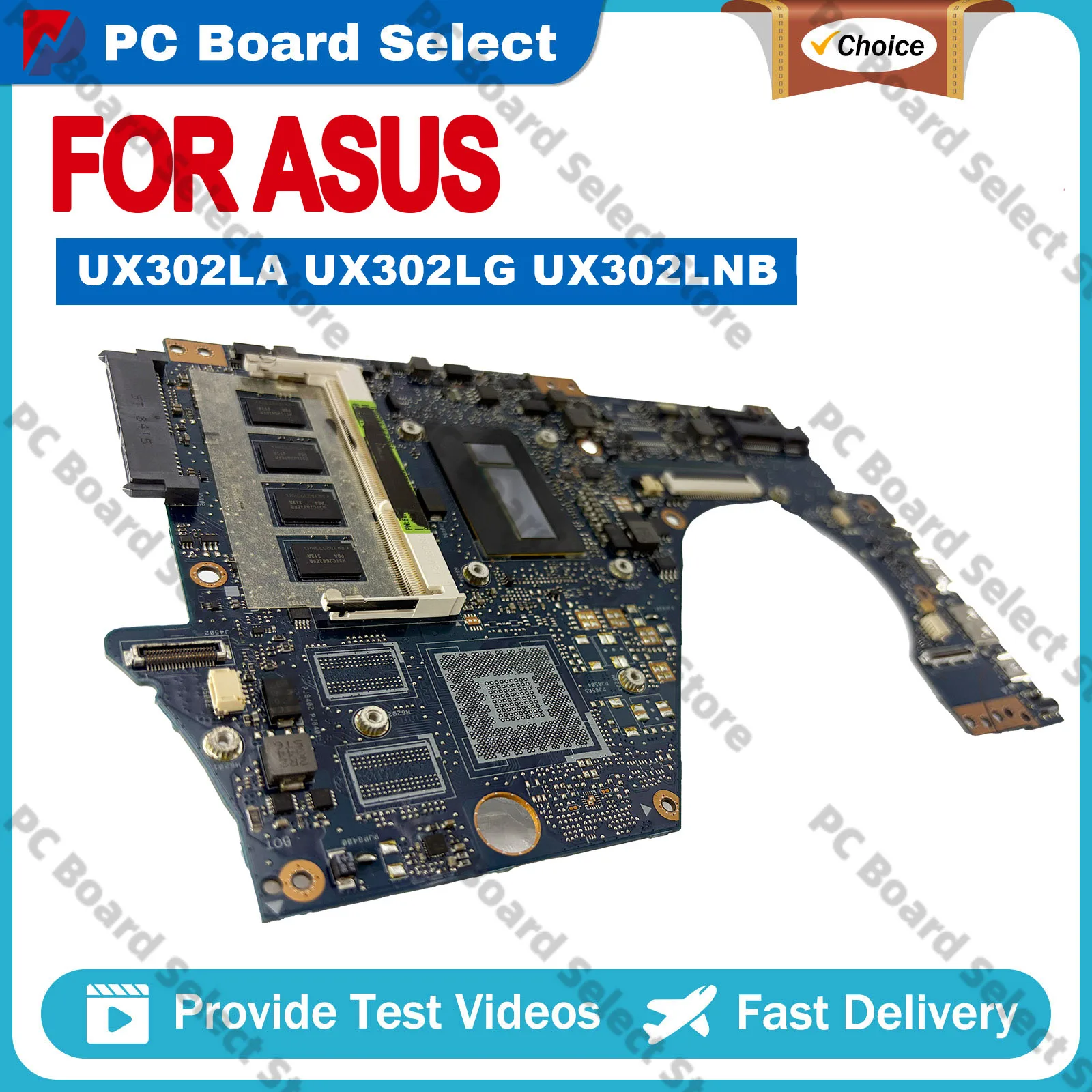 

UX302LA Laptop Motherboard For ASUS ZenBook UX302LN UX302LG UX302LA UX302LNB UX302L Mainboard W/ I3 I5 I7 CPU tests OK fast ship
