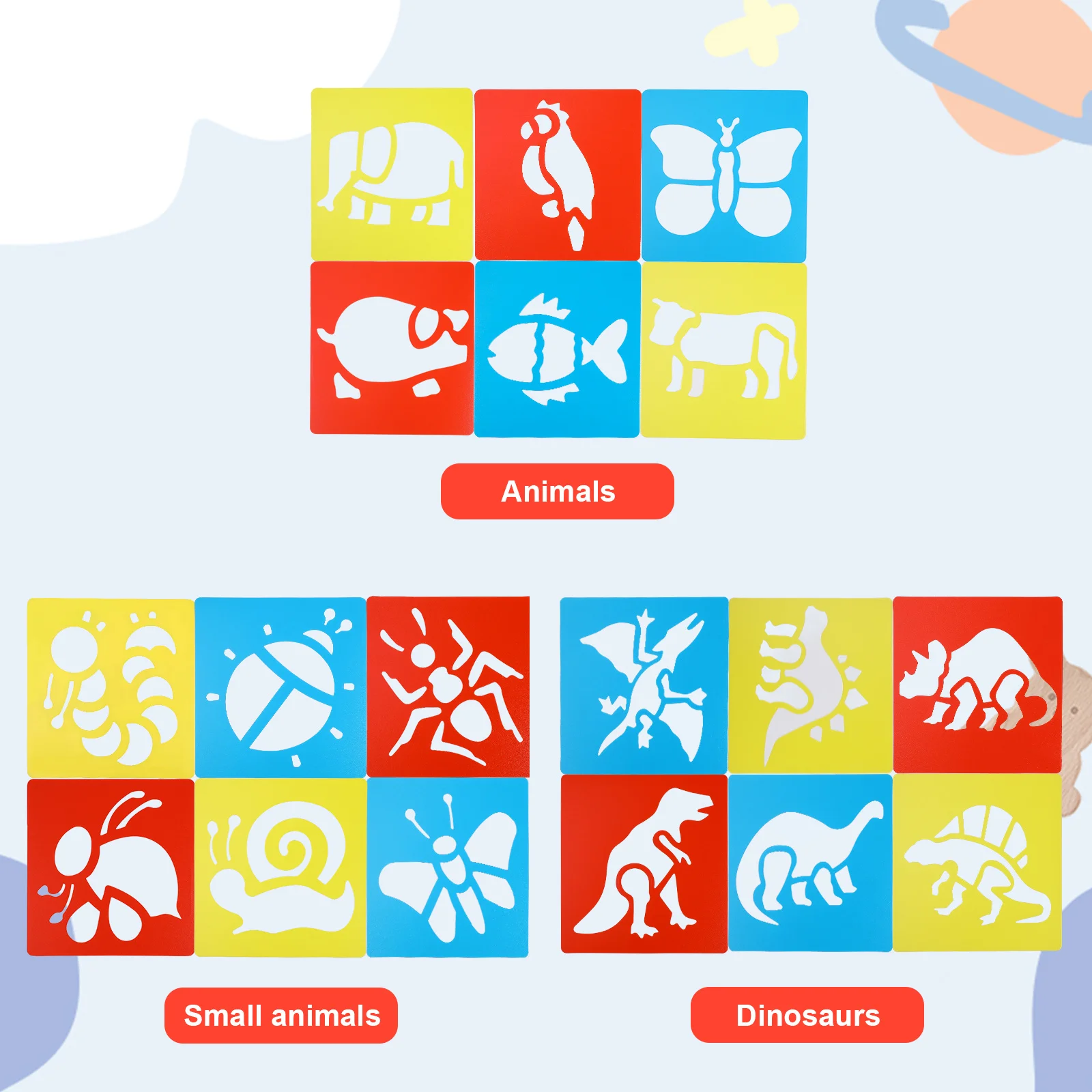 مجموعة واحدة من قوالب رسم استنسل الحيوانات، استنسل حائط كبير متين وقابل لإعادة الاستخدام للحرف اليدوية، فن الرسم على القصاصات