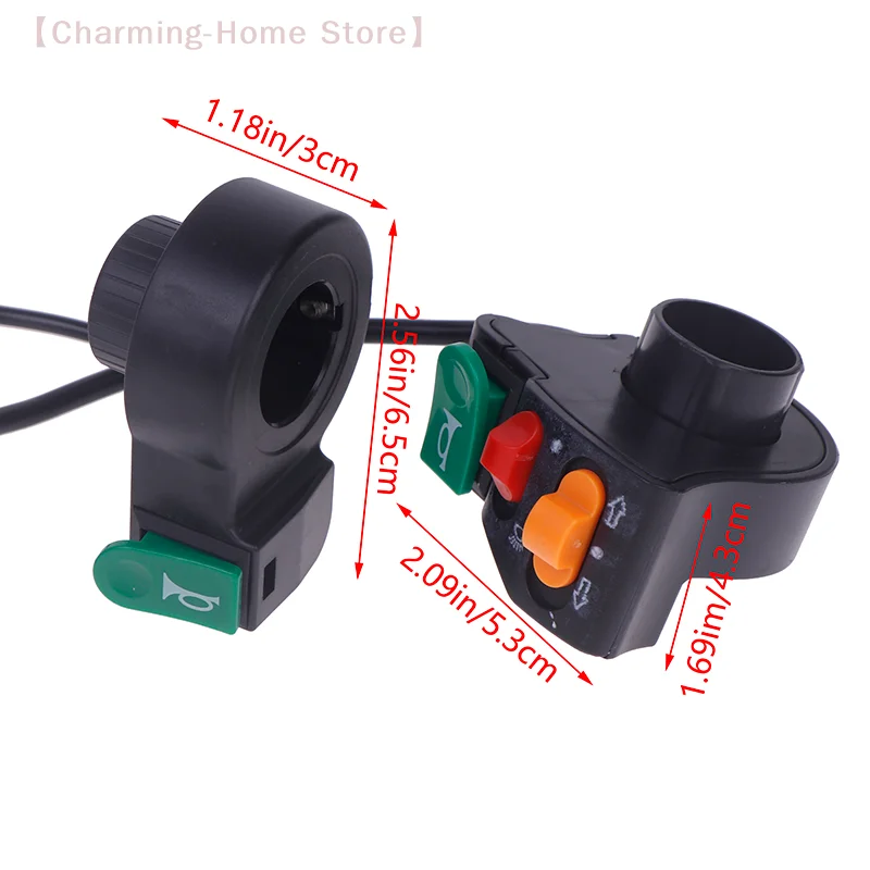 【M】3 In1 Electric Bicycle Scooter Motorcycle Handle Switch Plastic Headlight Horn Turn Signal Switch Button E-bikes Accessories