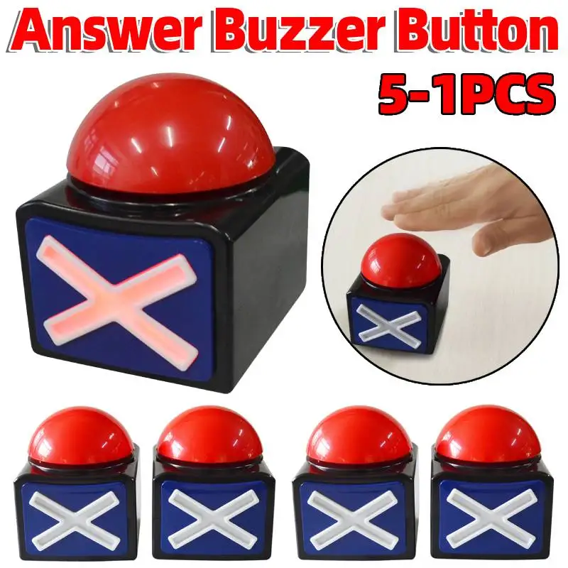 1-5Pcs Red Alarm Sound Play Button with Sound and Light Trivia Quiz Got Talent Buzzer Answer Button for Contest/Game Show/ Party