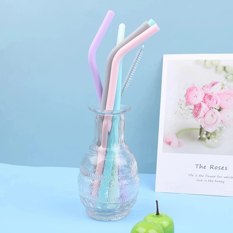 Silicone Drinking Straws Reusable Flexible Straw Silicone Fold Adult Child Straw Home Kitchen Bar Party Straws