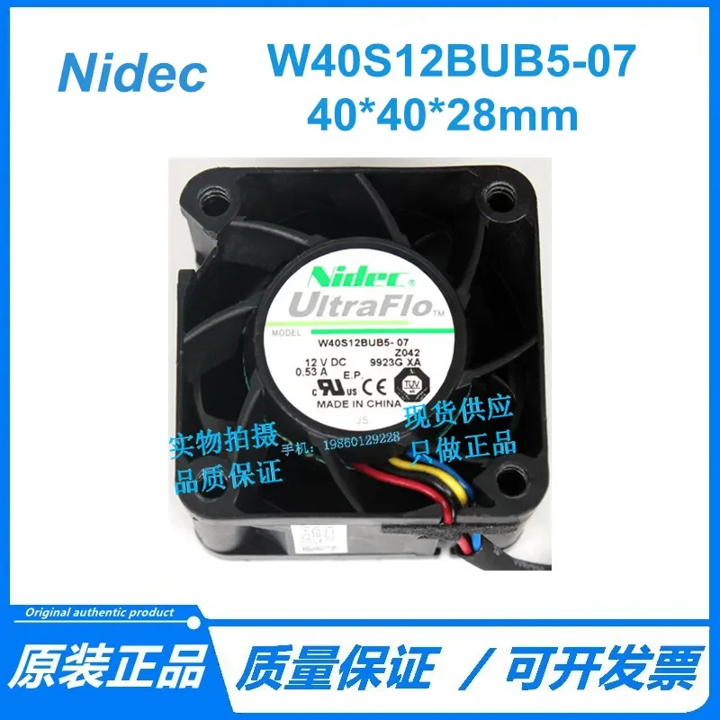 for NIDEC W40S12BUB5-07 4028 12V 0.53A 4-wire Server Cooling Fan Original High Performance Quiet DC Blower