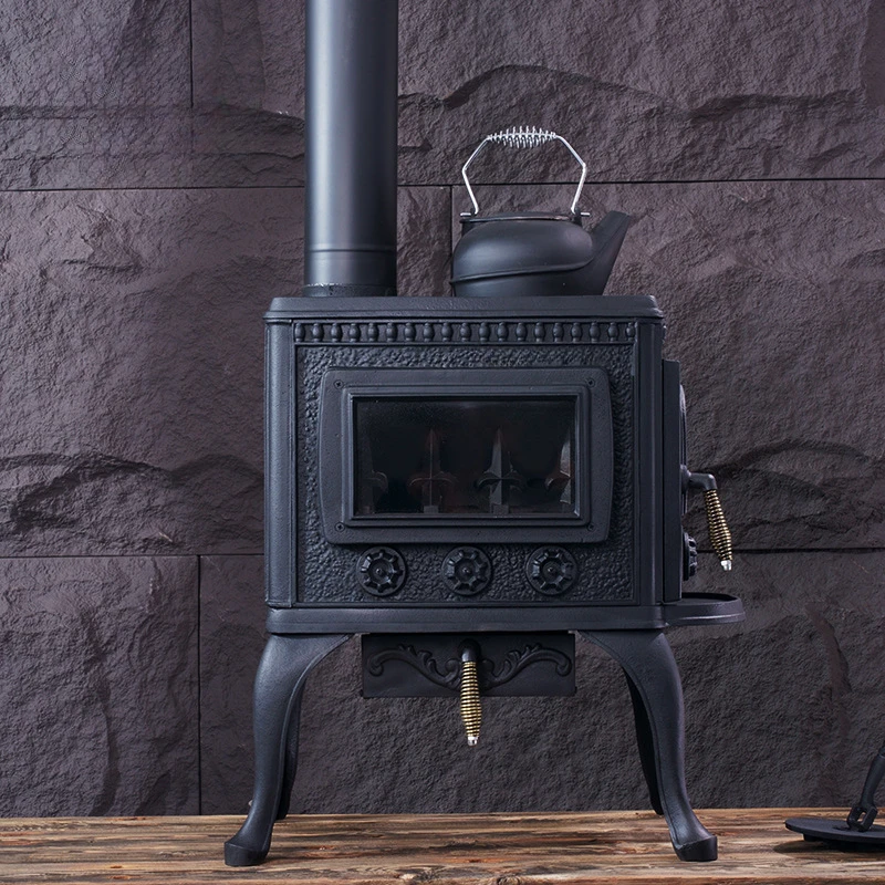 FS901 New Real Fire Cast Iron Wood Burning Independent Boiling Water Fireplace Villa Homestay Heater