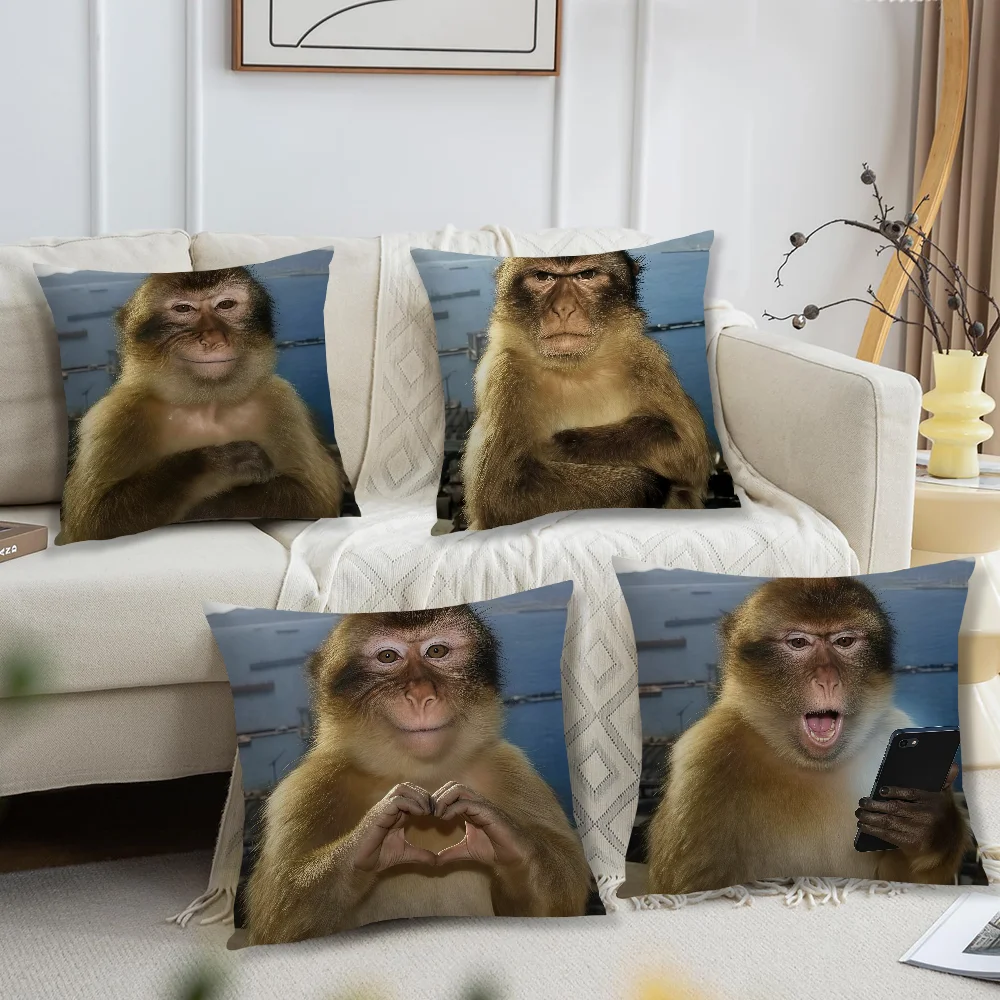 Housse de coussin singe réfléchissant, drôle et tendance, pour oreiller, décoration de canapé, maison, voiture, chambre, magasin, bureau, simplicité nordique