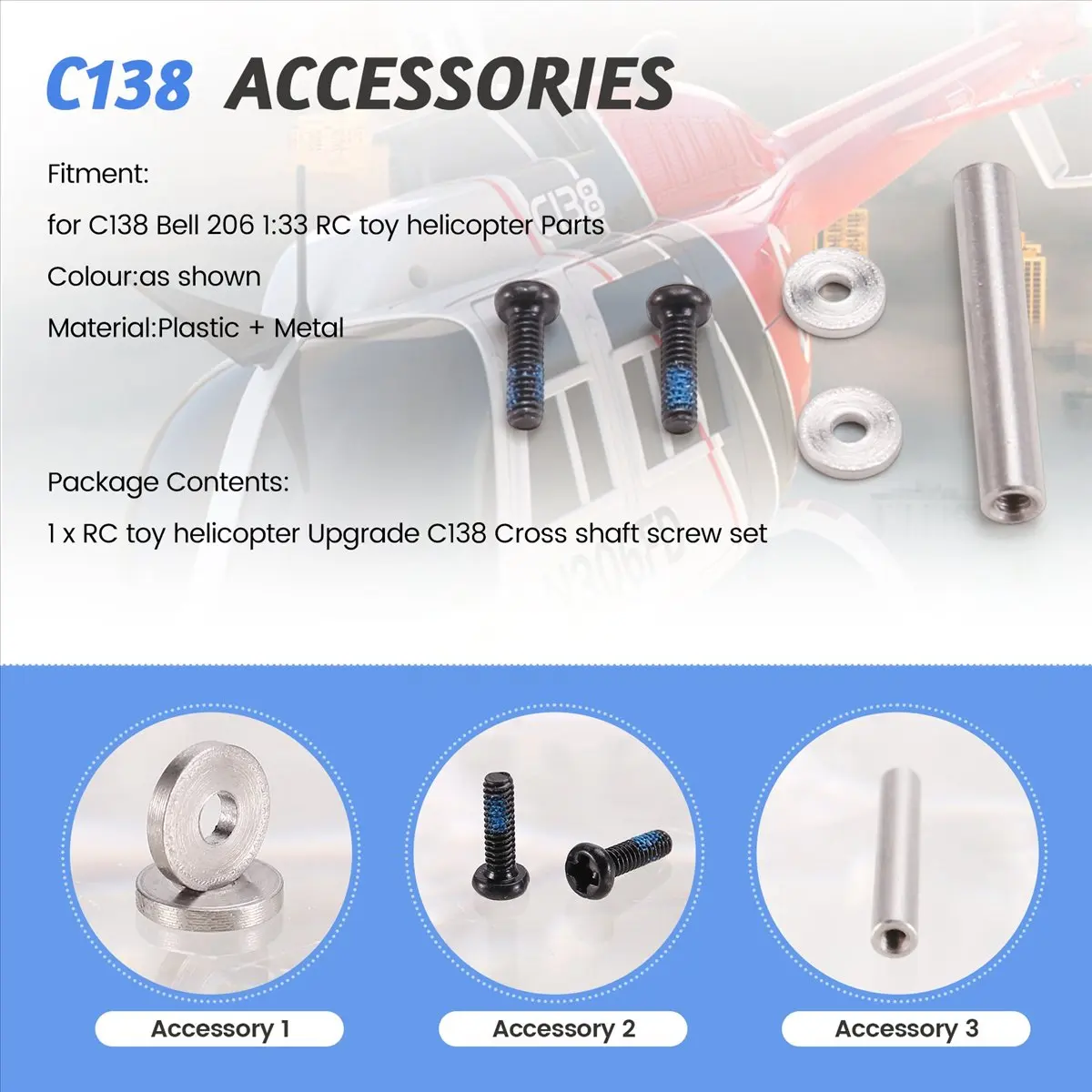 

A48U RC Toy Helicopter Upgrade C138 Cross Shaft Screw Set for RC ERA C138 Bell 206 1:33 RC Toy Helicopter Parts