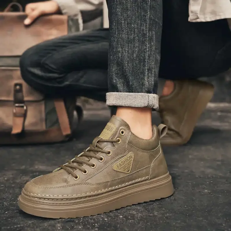 

Round Foot Spring-autumn Shoes Silver Vintage Boots Men's Sneakers Casual Sport Brands Type Importers High End Cheaper