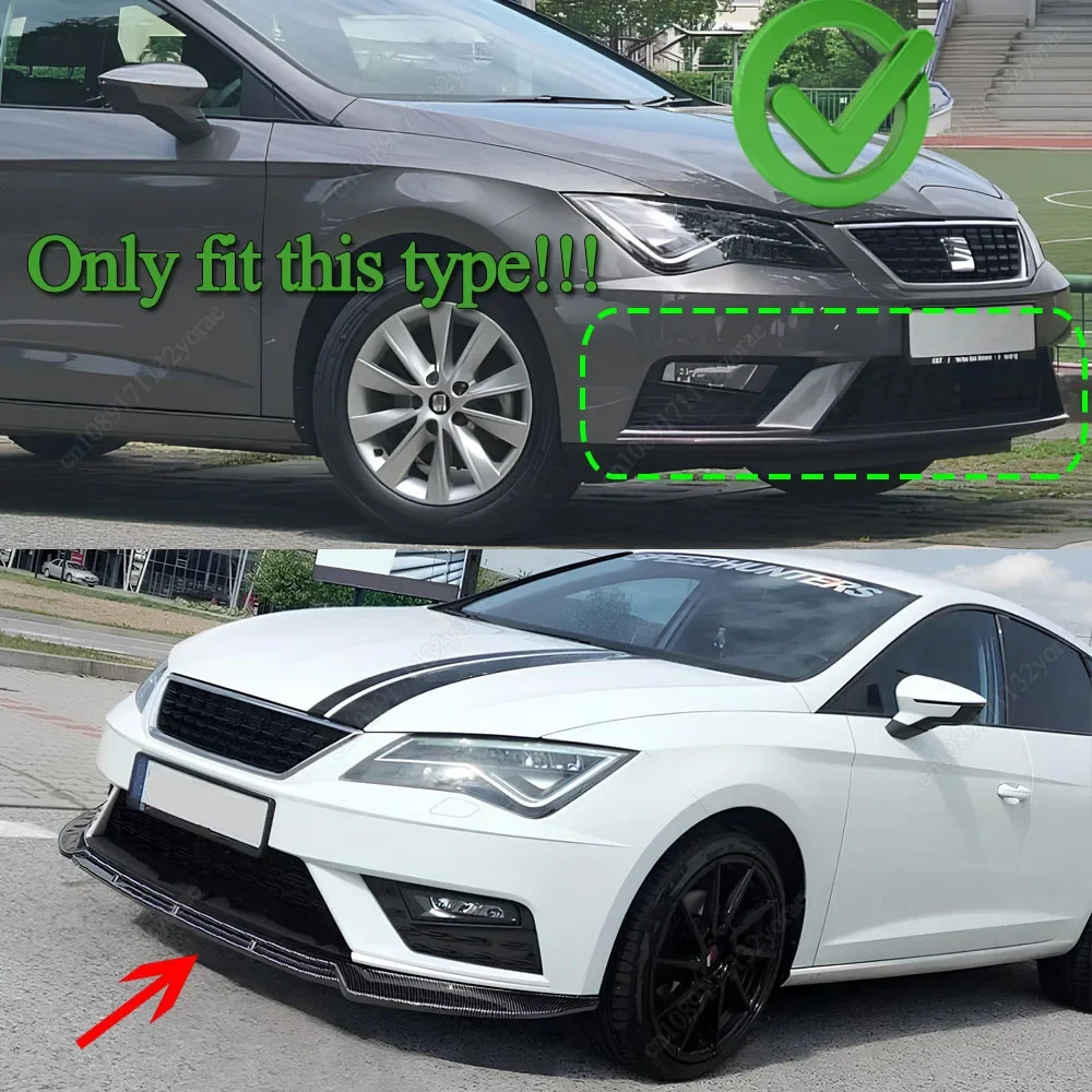 

3PCS For Seat Leon MK3.5 2017 2018 2019 Car Front Bumper Lip Spoiler Splitter Diffuser Accessories Gloss Black Body Kits Cover