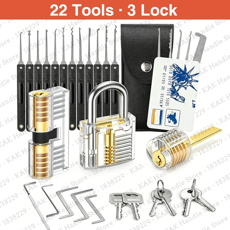 KAK 8-32-teiliges Präzisions-Haken- und Schlossöffner-Set, tragbares Edelstahl-Schlossreparaturwerkzeug, Übungsschloss, Schlosserwerkzeug-Set