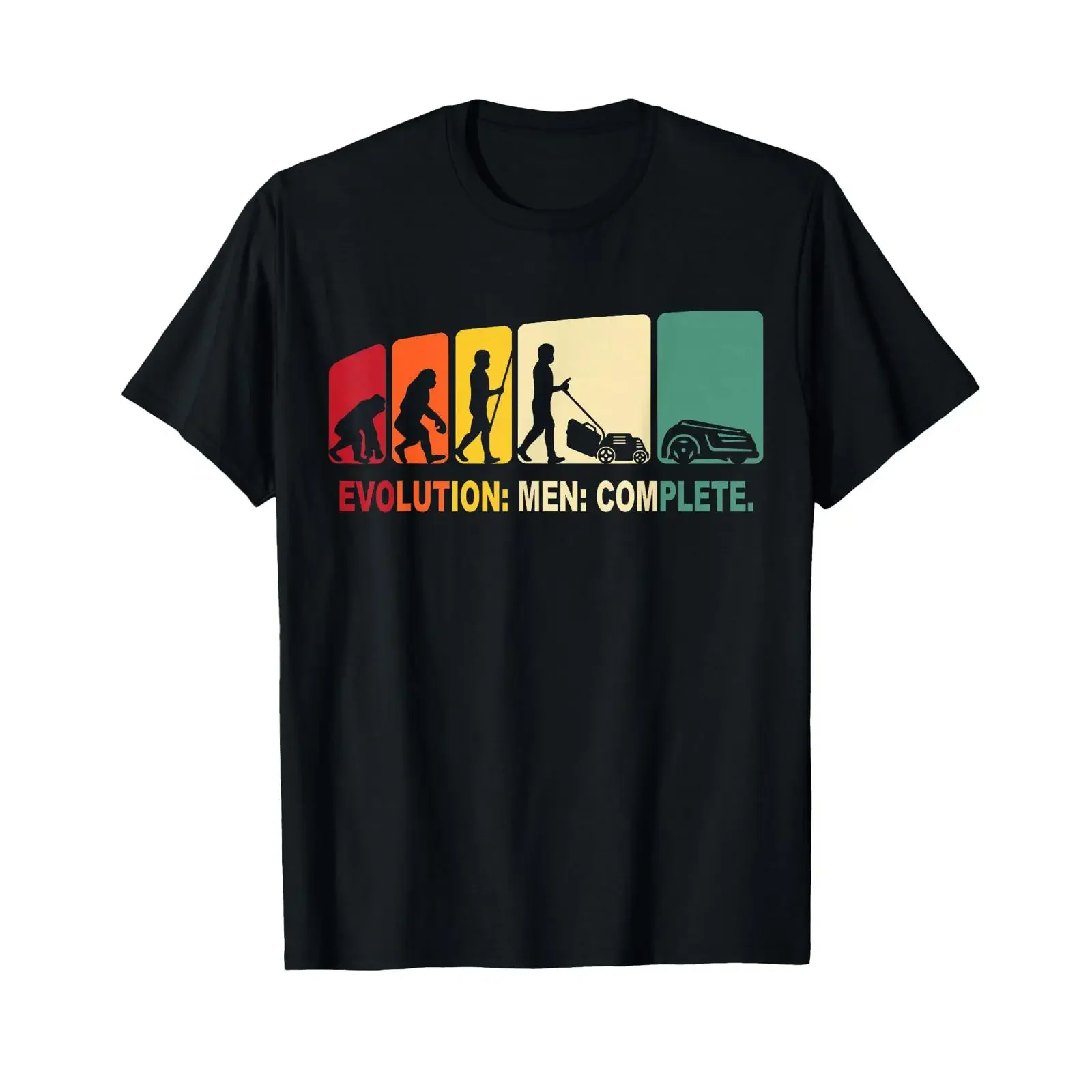 T-shirt unisexe vintage délavé pour homme, motif robot tondeuse Garden Evolutions, style streetwear légèrement doux