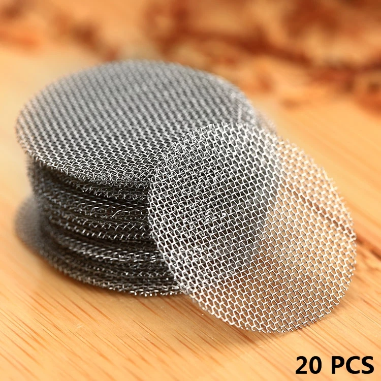 20Pcs/set 20mm Smoking Pipe Screen Metal Filters Stainless steel Tobacco Mesh Hookah Water Pipe Smoking Accessories Smoker Gift