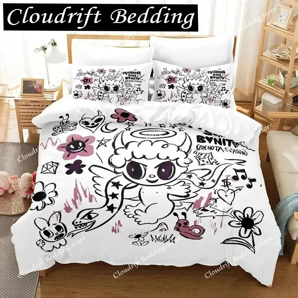 Karol G New Album Cover Manana Sera Bonito Bichota 2 Bedding Set Cartoon Anime three-piece Set Teenager Bedroom Duvetcover Sets0